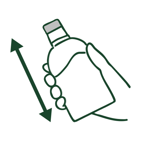 An illustration of shaking a bottle up and down